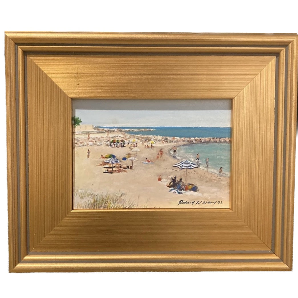"Beach Gathering" Richard Reynolds Ward, Acrylic on Board, Framed