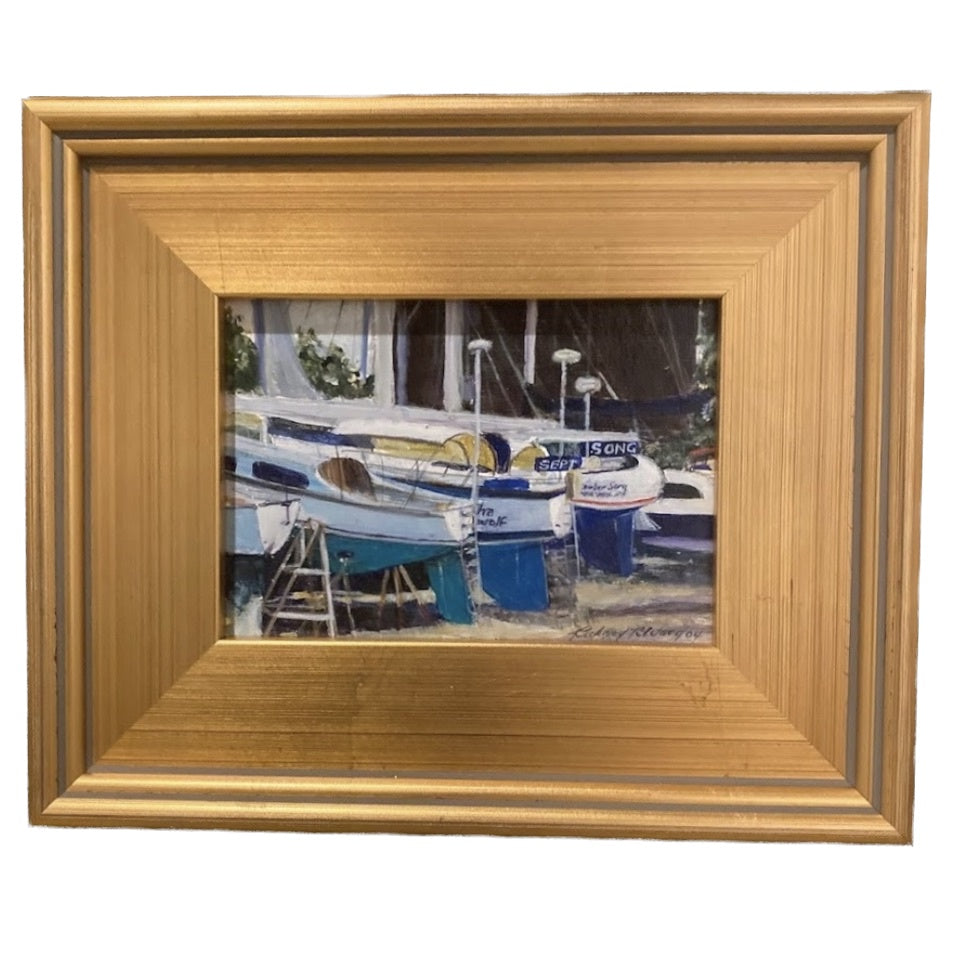 "Boatyard" Richard Reynolds Ward, Acrylic on Board, Framed