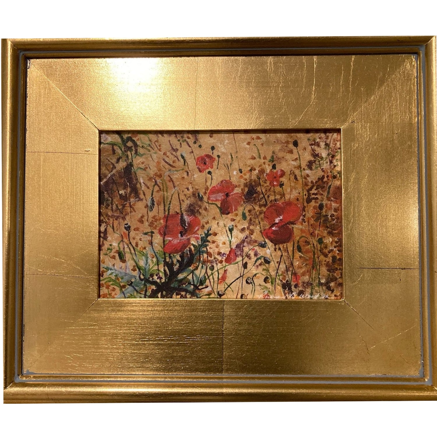 "Poppies in Gold" Richard Reynolds Ward, Giclee on Canvas, Framed