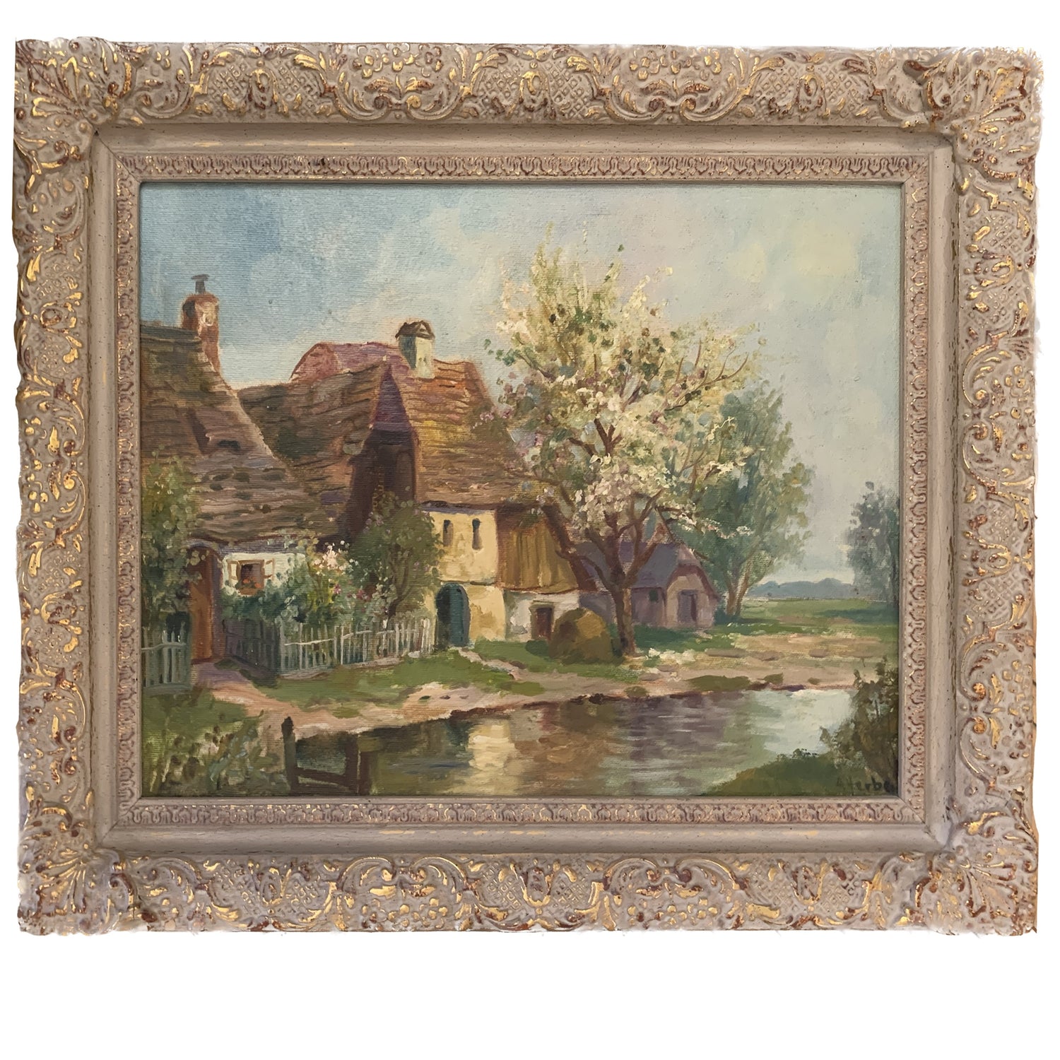 "Full Blossoms", Abraham Herbe, early 20th c. artist, framed