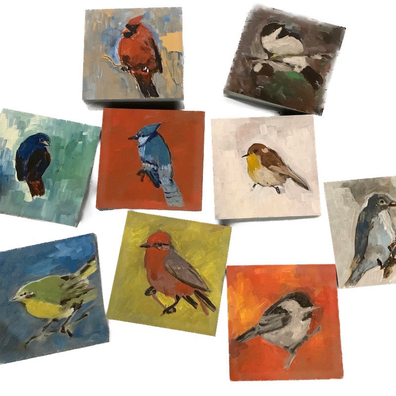 Bird, Dan Raphael, Oil on Wood Block, Unframed