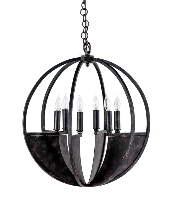 Iron 6-Candle Orb Chandelier, 60W