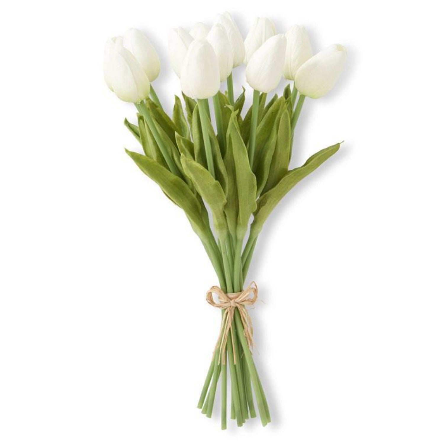 Real Touch Tulips, White, Bundle of 12, 13.5"L