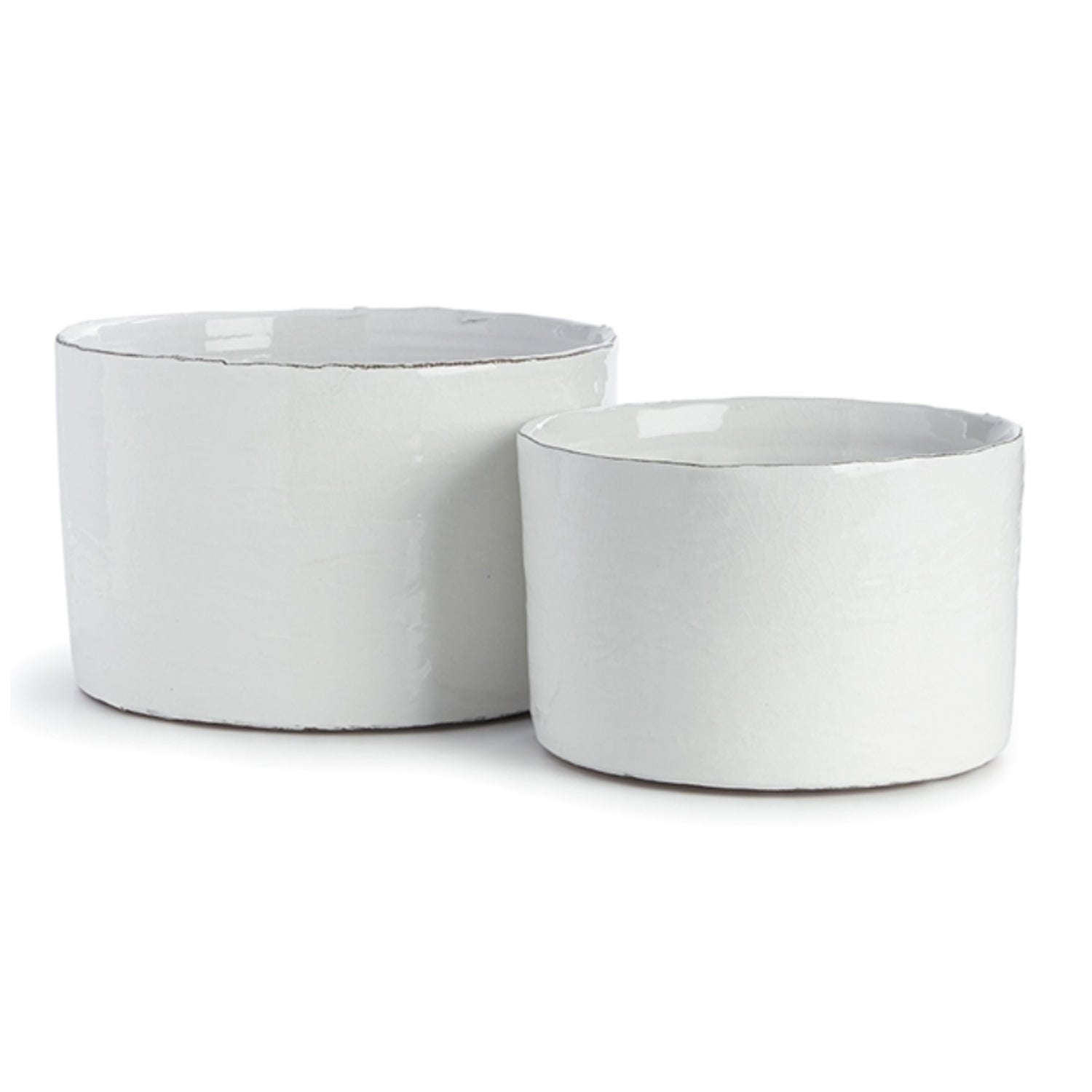 Rustic White Glazed Cachepot, 5"h