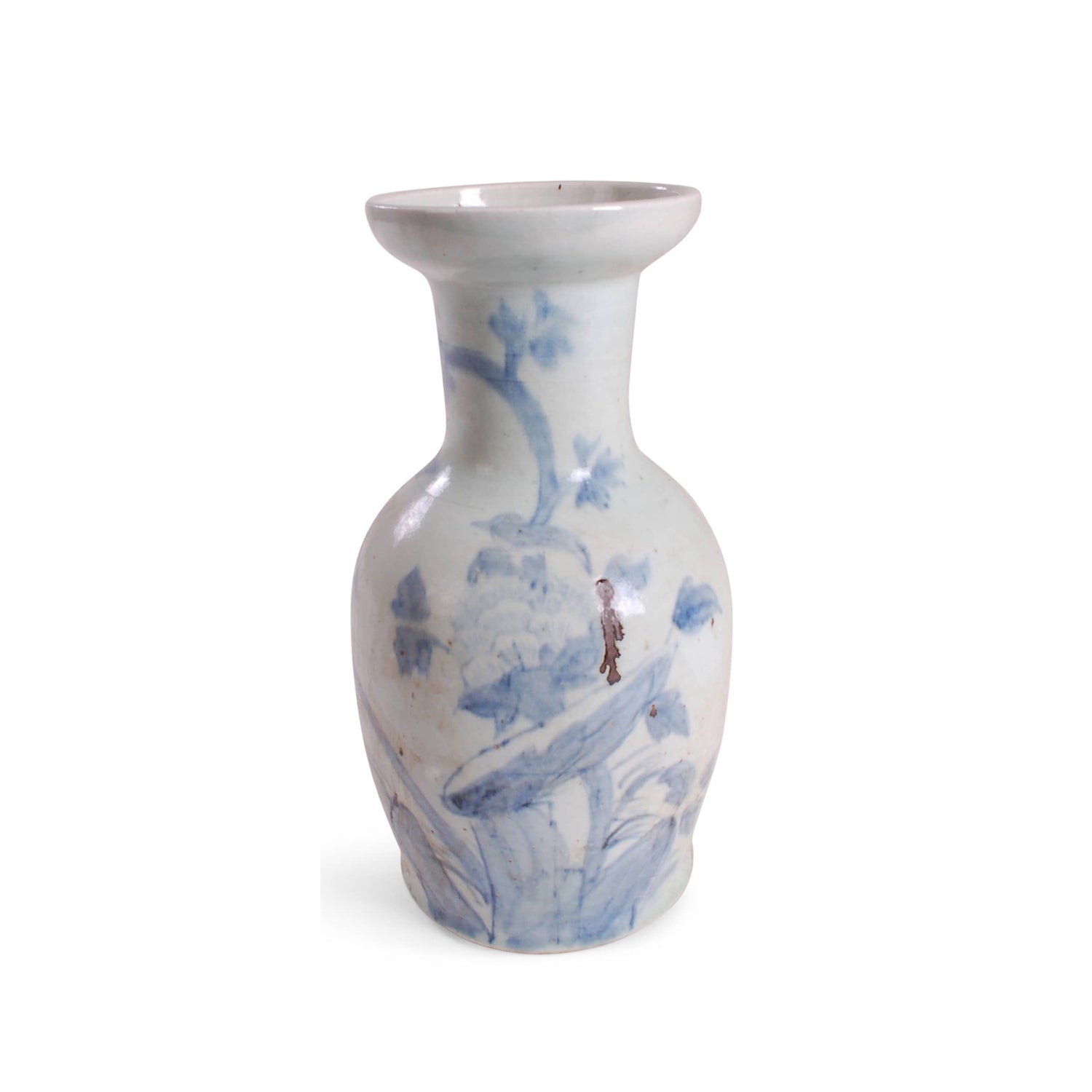 Blue & White Ming Foot-Stomped Clay Vase