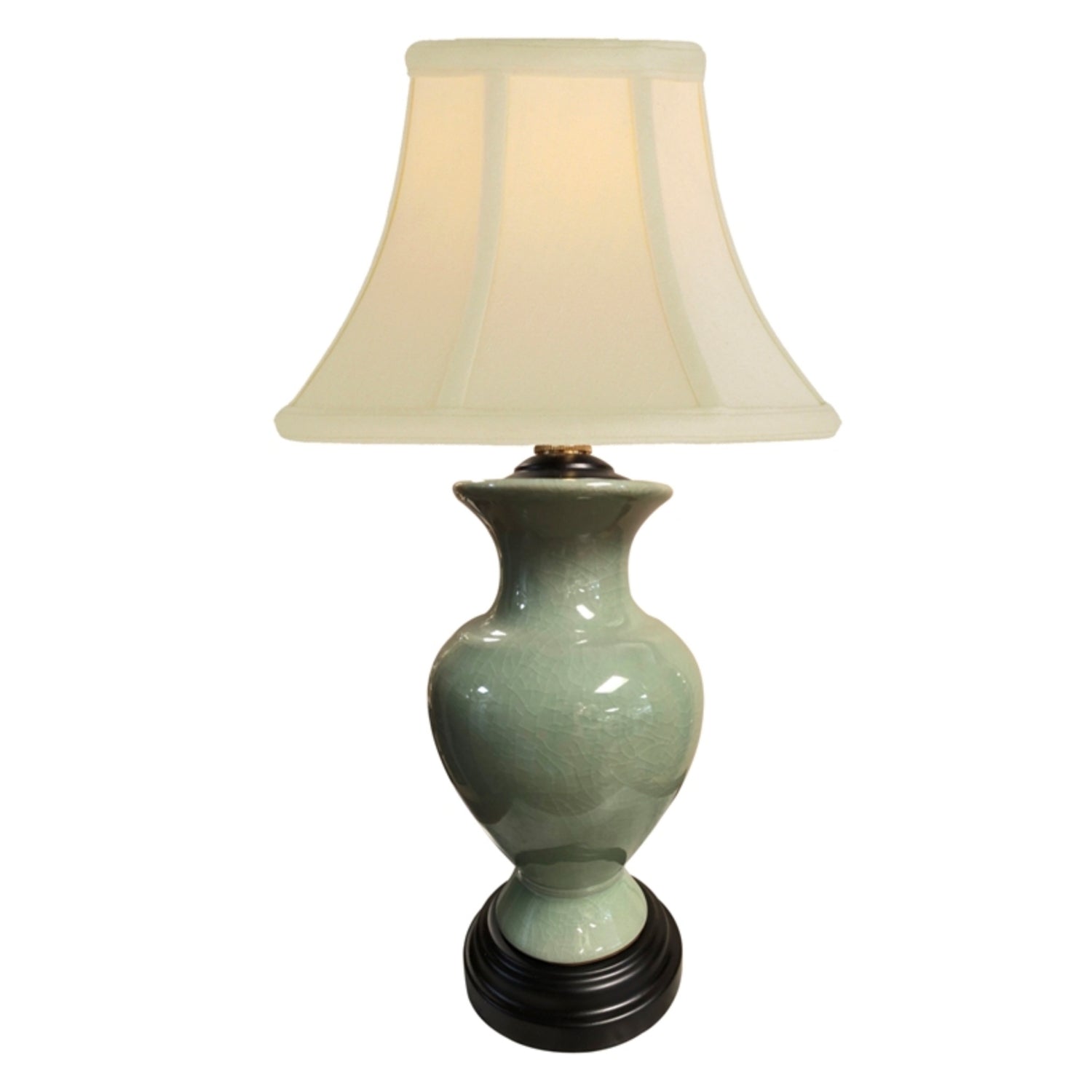 Celadon Crackle Porcelain Vase Lamp,16"h