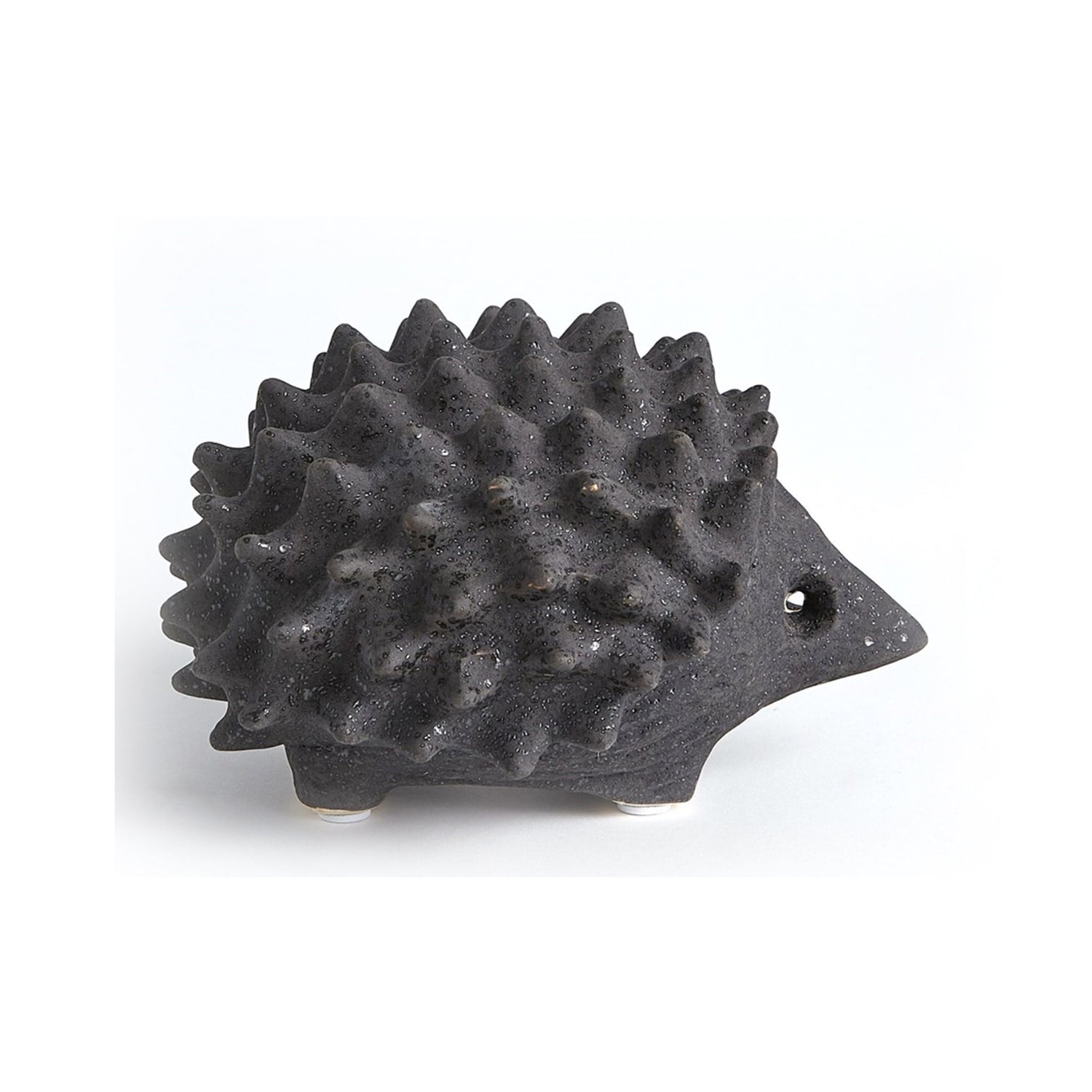 Hedgehog, Black Volcanic Finish over Clay
