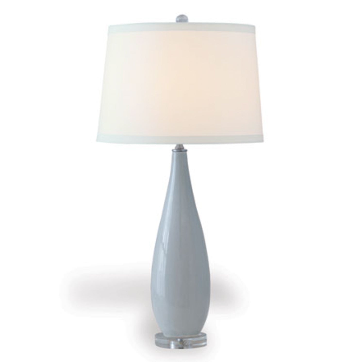 Smoke Blue-Gray Porcelain Teardrop Lamp with Nickel Accents, 32"h