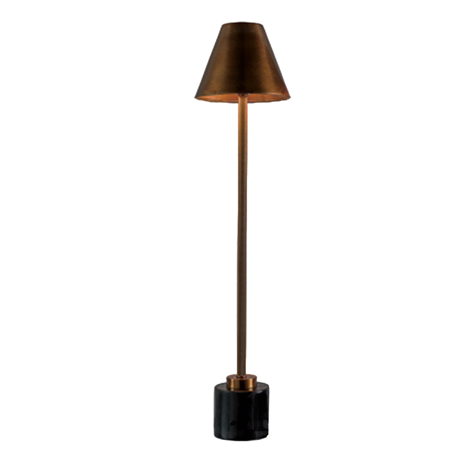 Antiqued-Bronze Finished Buffet Lamp with Marble Base and Metal Shade, 34"h