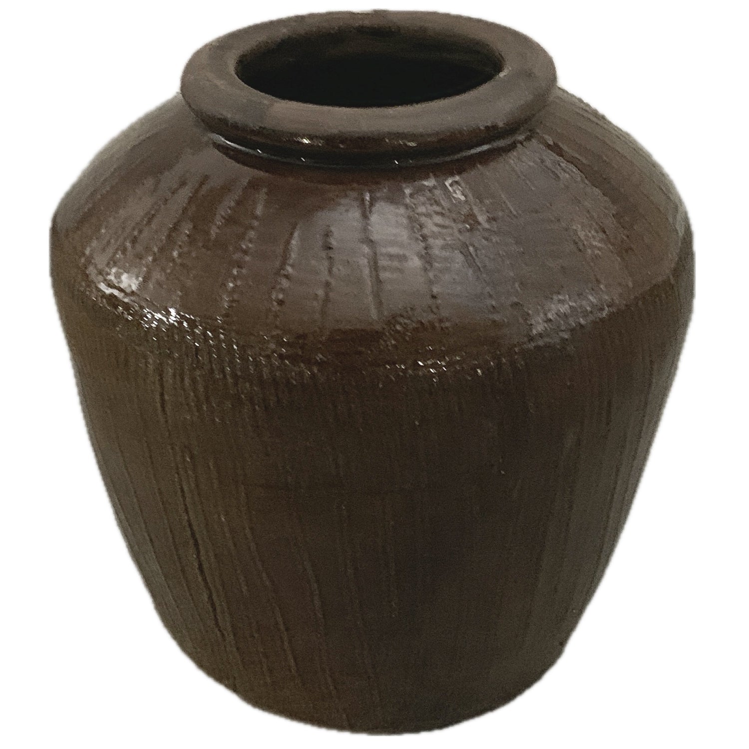 Vintage Chinese Pottery Brown Pot