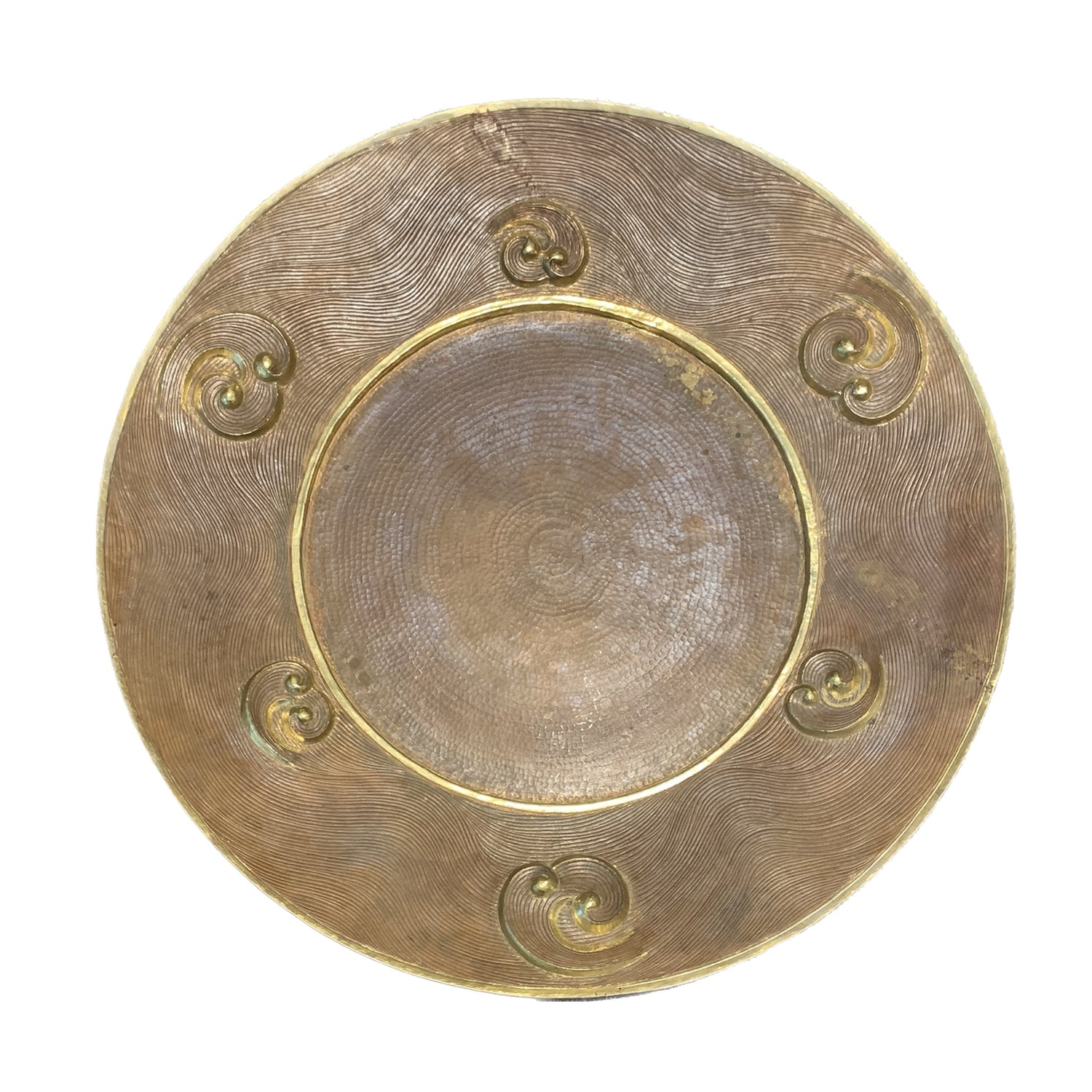 Hand Hammered Copper Repousse Plate with Cloud Motif