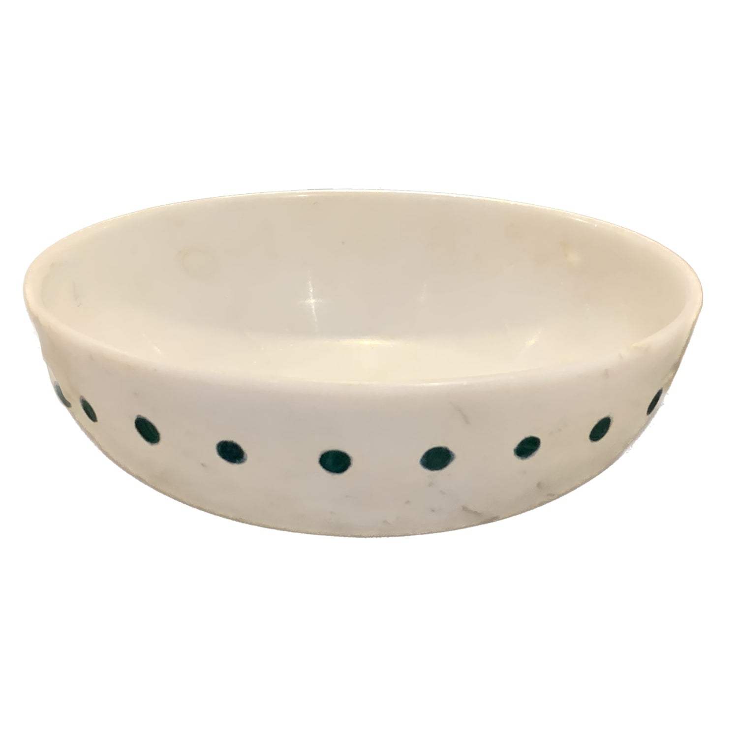 White Marble Bowl with Malachite Inlay