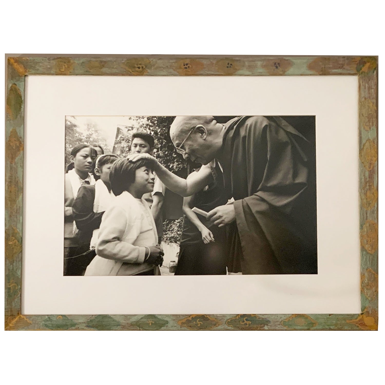 Framed Photograph - Dalai Lama Visits with Children