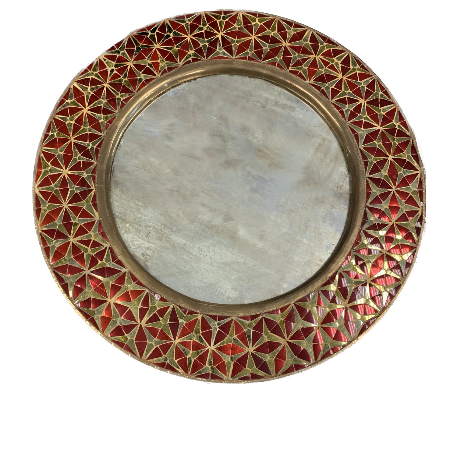 Round Persian Red Mosaic Mirror