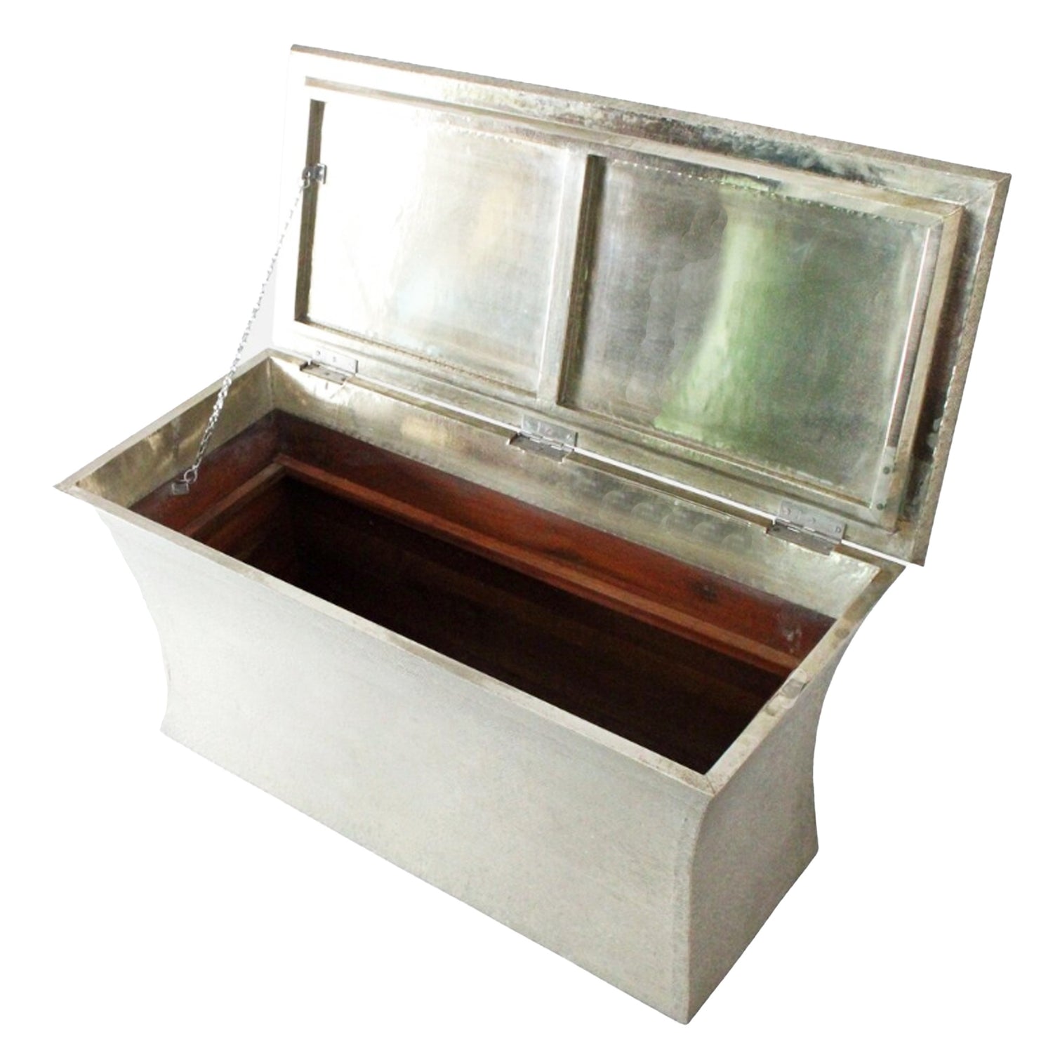 White Bronze Bench with Storage and Tray Insert