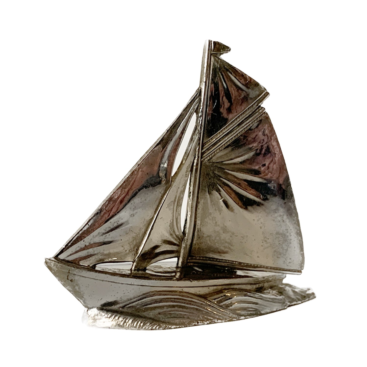 Art Deco White Metal Sailboat