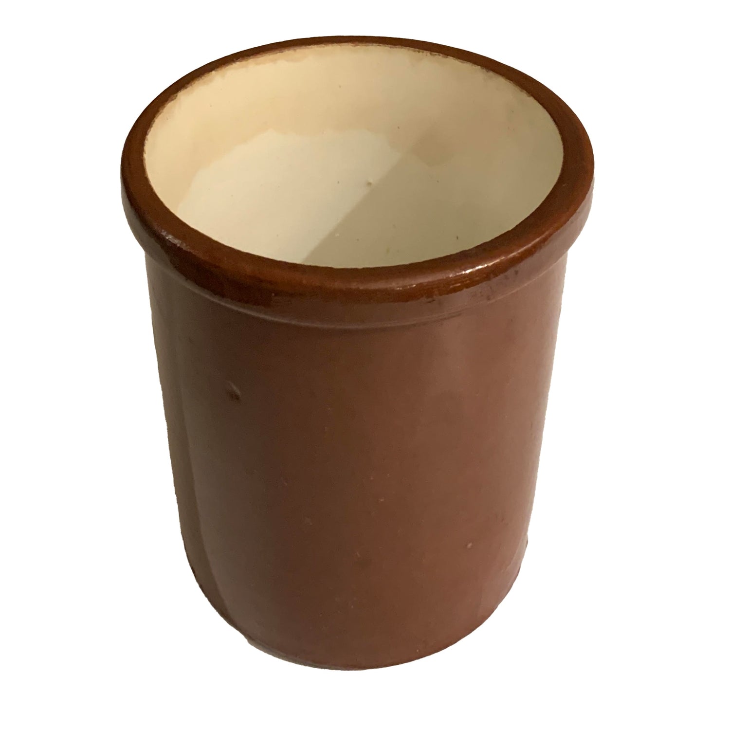 Vintage Brown Glazed Crock Beater Jar