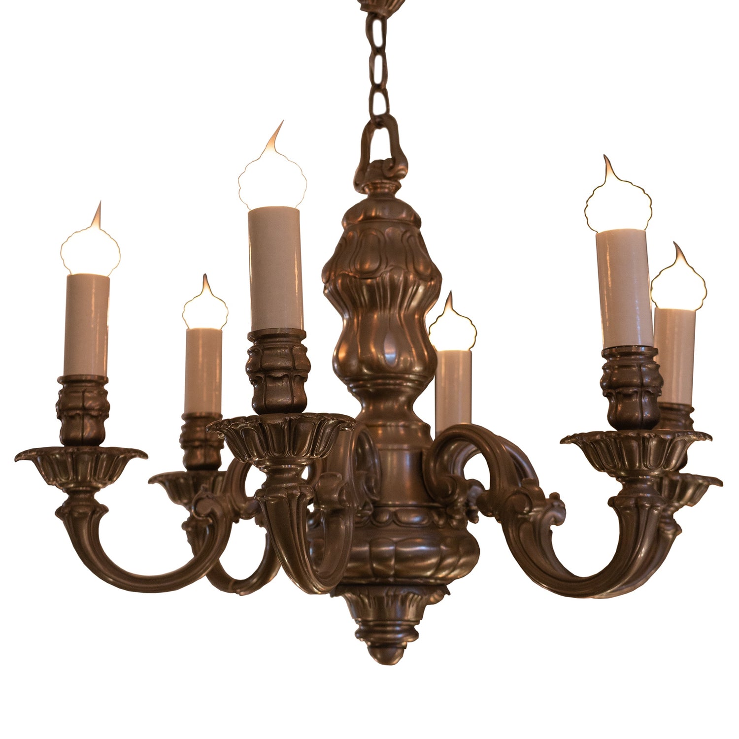 Vintage Pewter 6-Candle Chandelier