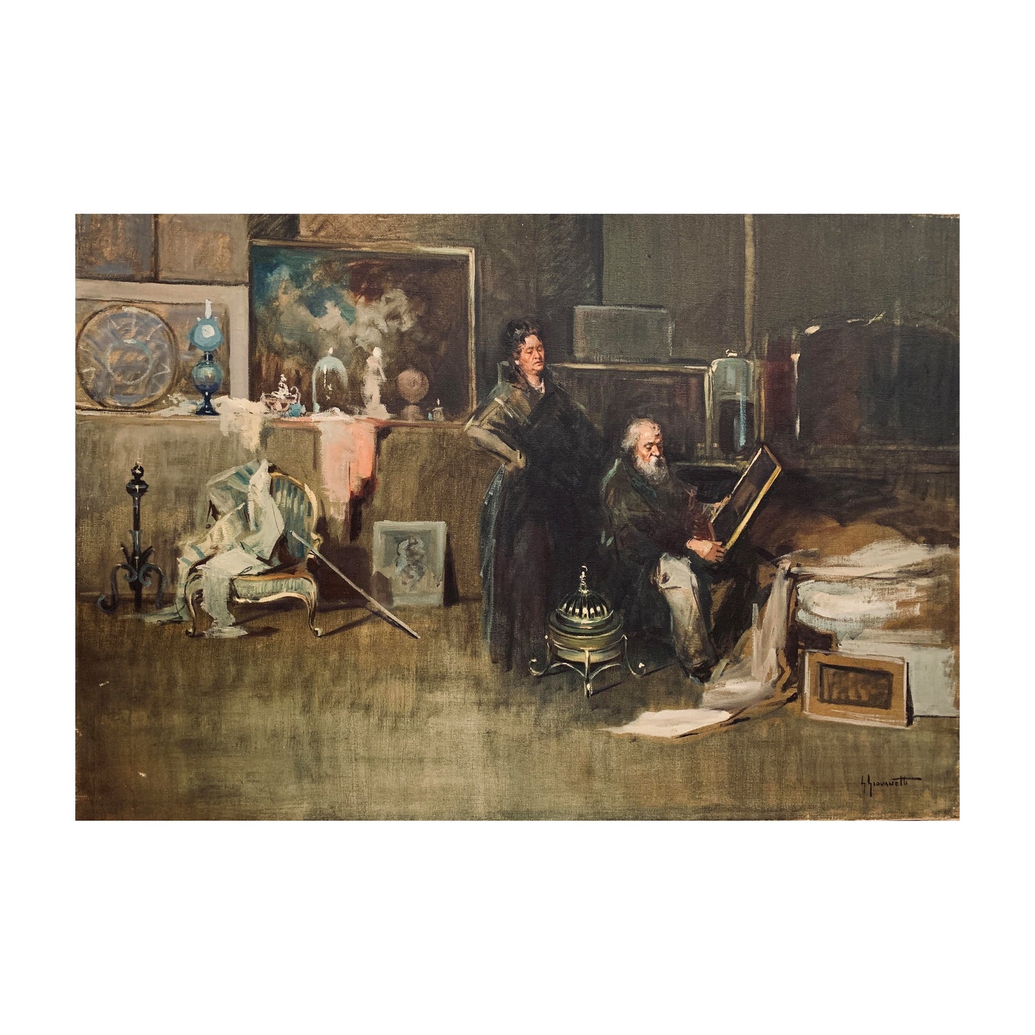 Giordano Giovanetti Oil Painting, 39.5"w x 27.5"h