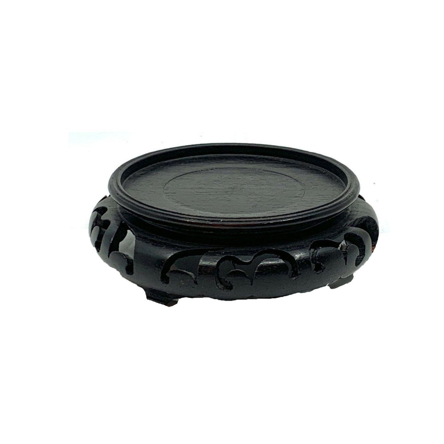 Asian Carved Wood Riser for a 3" Pot