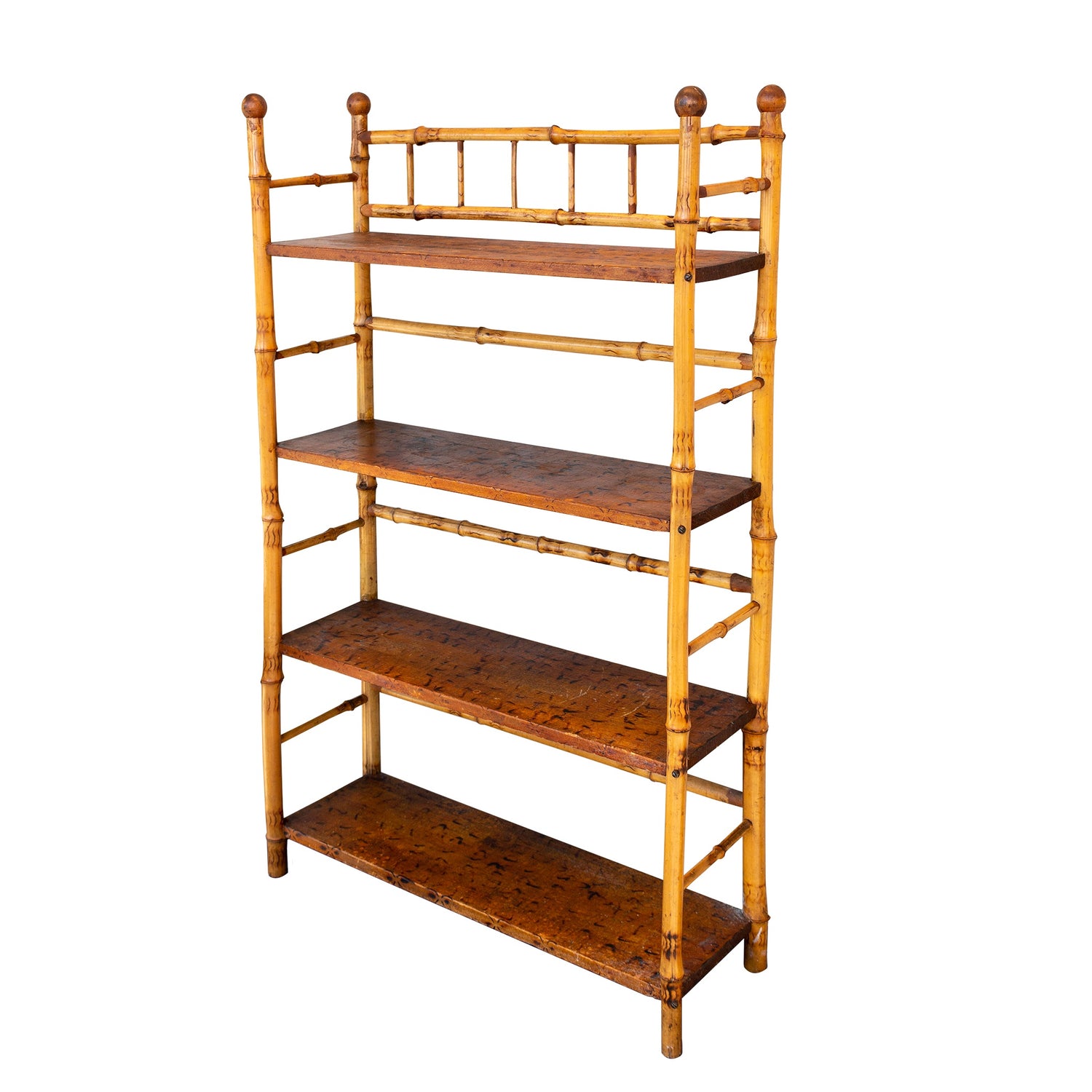 Antique 4-Shelf Bamboo Bookshelf