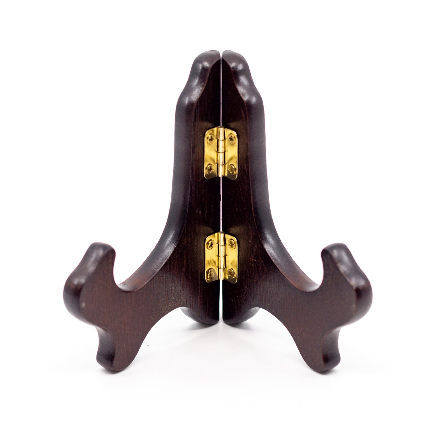 Dark Wood Easel with Brass Hinges, 4"