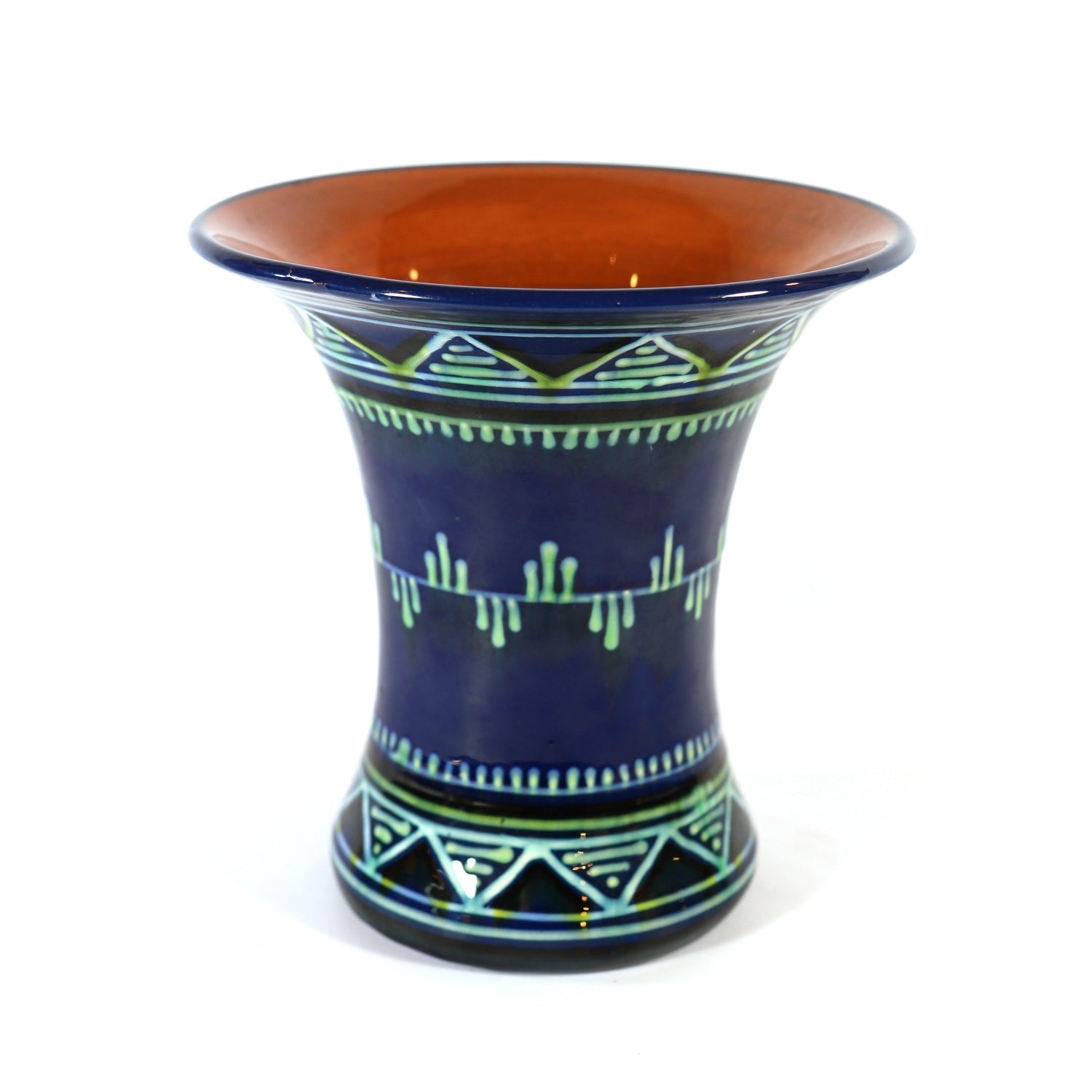 Anton Lang Glazed Blue Vase with Motif, ca. 1920-30