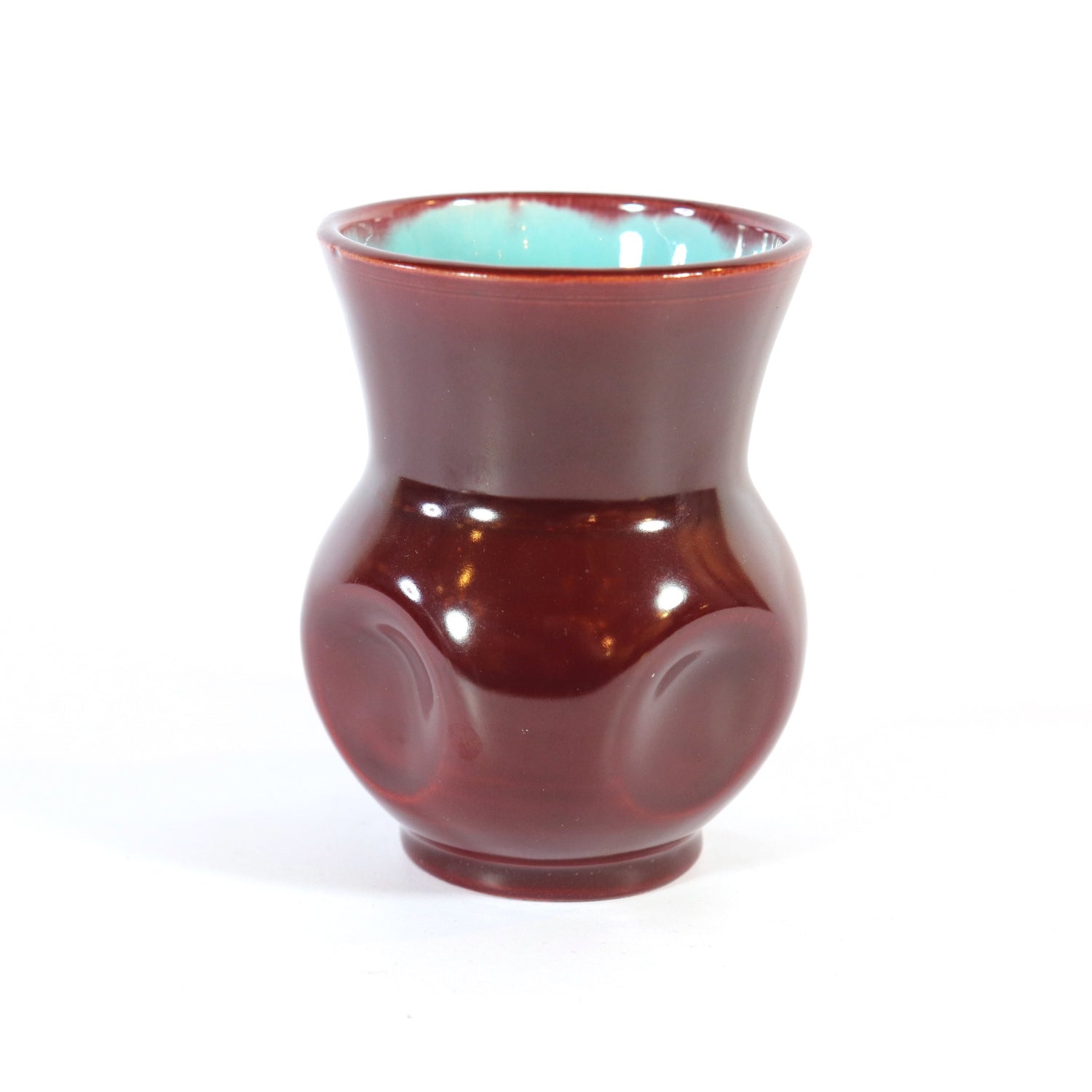 Anton Lang Vase, Maroon with Dimples, ca. 1920, Shop Mark